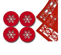 Vision4ever Party Treats 8pc Christmas Placemat Set Snowflake Red Felt Table Decor Coaster Xmas With Attractive Looks