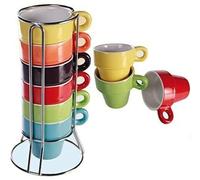 Vision4ever Set of 6 Coffee Tea Mugs with Stand Latte Ceramic Cup Kitchen Easy to USE and Cleans