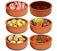 Vision4ever Terracotta Tapas Dishes Glazed Spanish Serving Olive Starter 12cm Bowls with Attractive Look (3 Pcs)
