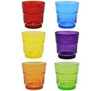 Vision4ever Tumbler Drinking Glass Flower Design Coloured Set of 6 250ml Drinkware Easy To Use