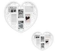 Vision4ever White Color 3D 6 Photo Large Wedding Frame Hanging Heart Shaped Multi Collage Schools Offices Picture Love With Attractive Looks