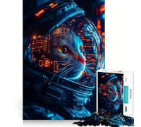 Visionary Cat Astronaut 1000 Piece Jigsaw Puzzles Mind Challenge Toy High Precision Die Cut Amusing Challenge for Waiting Time (38x52cm)