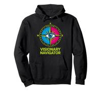 Visionary Navigator Compass Eye Design - Neon Compass Pullover Hoodie