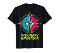 Visionary Navigator Compass Eye Design - Neon Compass T-Shirt