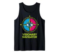 Visionary Navigator Compass Eye Design - Neon Compass Tank Top