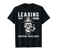Visionary Skull Graphic with Bold Leadership Message T-Shirt