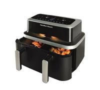 Hamilton Beach VisionCook Dual Air Fryer, 9L, Vision Window, 10 One Touch Presets, Vortex Technology, Dual Zones, Match Cook, Smart Finish, Dishwasher Safe, Roast, Bake, Dehydrate - HB700VCGS, Black