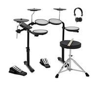 VISIONDRUM Compact Mesh Electronic Drum Set with Headphones and Stool for Kids & Adults, Black