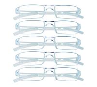 VisionGlobal Men's 5 Pairs Reading Glasses, Blue Light Blocking Glasses, Computer Reading Glasses, Fashion Square Eyewear Frame (Clear, 1.75 Magnification)