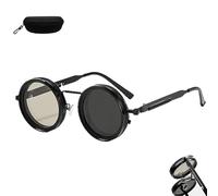 Visionguard Nf Sunglasses,Visionguard Nd Filter Sunglasses for Man Woman,Retro Metal Round Glasses,Punk Cross-Mirror Rotating Color-Changing Polarized Sun Classes,Adjustable for Outdoor (black)