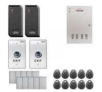 Visionis FPC-6130 Two Door Access Control Time Attendance TCP/IP Wiegand Controller Box, Power Supply, Outdoor Waterproof Reader, Software, EM TK4100 Card Compatible 10000 User