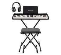 VISIONKEY-50 Portable Digital Keyboard USB-C - 61 Key Beginner & Kids Electric Keyboard Piano with Stand, Stool & Headphones by Gear4music