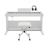 VISIONKEY-500 88-Key Digital Piano Pack, Stool & Headphones, White | 10 authentic sounds, 3-pedal unit for expression, USB MIDI, app for split/layer modes and recording