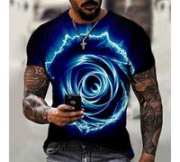 VISIONO 3D T-Shirt,Personality Summer Printing 3D T Shirt Creative Blue Light Flower Pattern Round Neck T-Shirt Fashion Short Sleeve Suitable For Fitness Casual Run