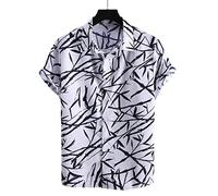 VISIONO Hawaiian Men'S Shirts,Creative Summer Seaside Men'S Hawaiian Shirts Chinese Style Bamboo Shirt Print Funky Shortsleeve Casual Beach Button Up Top For Festival,Party,Vacation,M