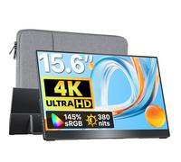 VisionOwl 15.6 Inch Portable Monitor, 4K UHD 145% sRGB External Display, USB-C & HDMI Compatible Travel Screen with kickstand & Speakers for Laptop, Mac, Surface, PC, PS5, Xbox, VESA Mountable