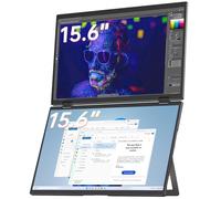 VisionOwl 15.6" Portable Stackable Monitor Dual Foldable Travel Screen 1080P 120% Srgb Δe<2 Triple Extender for Laptop, Vesa Built-in Stand, Mountable PC, Mac and Windows