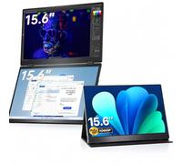 VisionOwl Triple Portable Monitor Workstation - 3x 15.6 Inch 1080P FHD Laptop Screen Extender, IPS HDMI USB-C Display for Mac Surface PC PS5 Xbox, with Built-in Kickstand