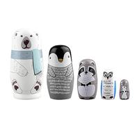 Visionpz Russian Nesting Dolls,Wooden Toys,Cute Russian Dolls, Polar Bear Owl Penguin Gifts Dolls, for Educational Learning Kids Toys, Christmas, Birthday Decoration (5pcs)