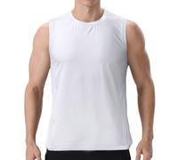 visionreast T Shirts Men Sleeveless Breathable Mens Vest Tank Tops Quick-Dry Athletic Sports Undershirt Lightweight Silver White M