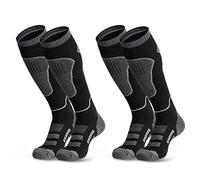 Visionrest 2 Pairs Merino Wool Thermal Knee High Socks - Breathable Compression Socks for Cold Weather, Hiking, Snowboarding - Black XL