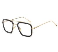 Visions India Stark Iron Edith Square Sunglasses Unisex UV400 Protection UV Protection, Transparent 2, One Size