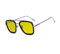 Visions India Unisex Sunglasses UV400 Protection Official Stark Iron Edith Square UV Protected Sunglasses, Yellow 2, One Size
