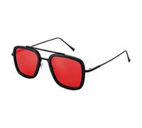 Visions India Unisex Sunglasses UV400 Protection Official Stark Iron Edith Square UV Protected Sunglasses, Red 2, One Size