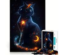 Visions of A Cosmic Cat 1000 Piece Adult Puzzles Logic Puzzle Play Precision Cut Smooth Edges for Family Gatherings (38x26cm)