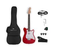 VISIONSTRING 4-String Mini Electric Guitar - 1/2 Size Kid's Guitar with In-Built Speaker - Red