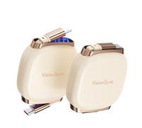 VisionSync 240W USB C to USB C Cable,PD3.2 Retractable USB C Cable with Magnetic Slot for Travel,Car,5 Preset Length,Fast Charging for iPhone 17/16/15,iPad,Macbook,Galaxy S25/24,3.3FT,2Pack,Beige