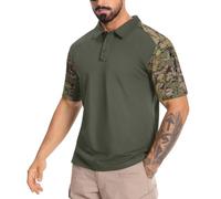 VisionTac Men's Tactical Polo Shirts Short Sleeve Athletic Golf Outdoor Lightweight Performance Sports Shirt, Tactical Digital Camo - Woodland, Large