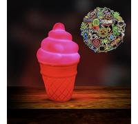 VisionThread Ice Cream Night Light + 80 Plus Neon Stickers | Kids Bedside Lamp | Battery Operated and Portable | Room Decor and Nursery | Cute Kawaii Gift for Boys Girls Children | Sensory Light