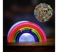 VisionThread Rainbow Night Light + 80 Plus Neon Stickers | Kids Bedside Lamp | Battery Operated and Portable | Room Decor and Nursery | Cute Kawaii Gift for Boys Girls Children | Sensory Light