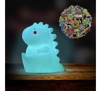 VisionThread T-Rex Night Light + 80 Plus Neon Stickers | Kids Bedside Lamp | Battery Operated and Portable | Room Decor and Nursery | Cute Kawaii Gift for Boys Girls Children | Sensory Light