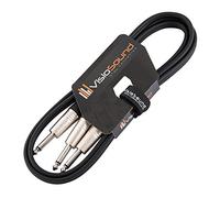 VisioSound 1.5m 6.35mm 1/4" Mono Jack Y Lead/Guitar Amp Head/Keyboard Splitter Cable