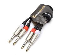 VisioSound 2 x 6.35mm 1/4" Stereo TRS Jack Balanced Twin Lead/Signal Audio Patch Cable 0.5m