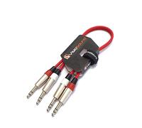 VisioSound 2 x 6.35mm 1/4" Stereo TRS Jack Balanced Twin Lead/Signal Audio Patch Cable - 3 Colours (0.5m-red)