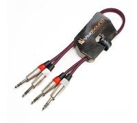 VisioSound 2 x 6.35mm 1/4" Stereo TRS Jack Balanced Twin Lead/Signal Audio Patch Cable - 3 Colours (0.5m-Purple)