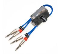 VisioSound 2 x 6.35mm 1/4" Stereo TRS Jack Balanced Twin Lead/Signal Audio Patch Cable - 3 Colours (0.5m-Blue)