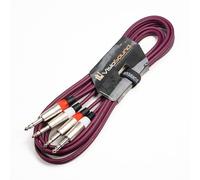 VisioSound 2 x 6.35mm 1/4" Stereo TRS Jack Balanced Twin Lead/Signal Audio Patch Cable - 3 Colours (3m-Purple)