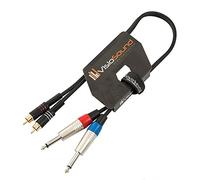 VisioSound 2 x 6.35mm Mono Jack to 2 x RCA Phono Twin Lead/Audio Signal Patch Cable (0.5m)