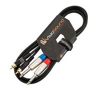 VisioSound 2 x 6.35mm Mono Jack to 2 x RCA Phono Twin Lead/Audio Signal Patch Cable (1.5m)