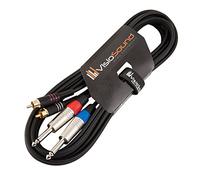 VisioSound 2 x 6.35mm Mono Jack to 2 x RCA Phono Twin Lead/Audio Signal Patch Cable (3m)