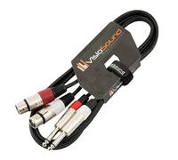 VisioSound 2 x Female XLR to 2 x 6.35mm 1/4" Mono Jack Twin Lead/Audio Signal Patch Cable 1.5m
