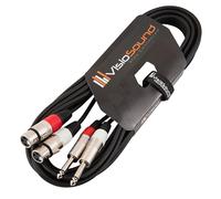 VisioSound 2 x Female XLR to 2 x 6.35mm 1/4" Mono Jack Twin Lead/Audio Signal Patch Cable 5m