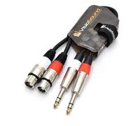 VisioSound 2 x Female XLR to 2 x 6.35mm 1/4" Stereo TRS Jack Balanced Twin Lead/Patch Cable 0.5m