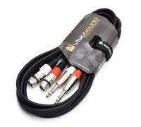 VisioSound 2 x Female XLR to 2 x 6.35mm 1/4" Stereo TRS Jack Balanced Twin Lead/Patch Cable 1.5m