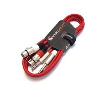 VisioSound 2 x Female XLR to 2 x 6.35mm 1/4" Stereo TRS Jack Balanced Twin Lead/Patch Cable - 3 Colours (1.5m-red)