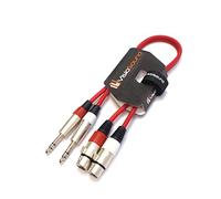 VisioSound 2 x Female XLR to 2 x 6.35mm 1/4" Stereo TRS Jack Balanced Twin Lead/Patch Cable - 3 Colours (0.5m-red)